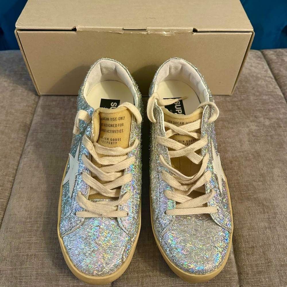 Golden Goose Iridescent Silver Sneakers